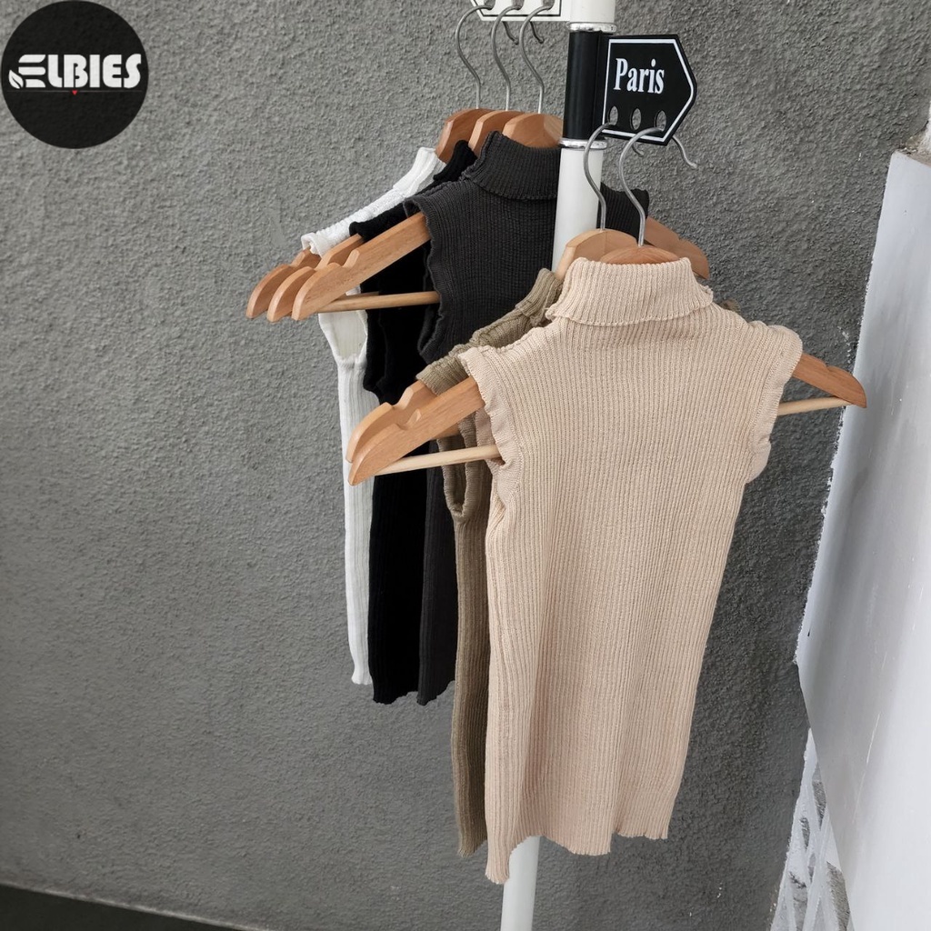 TurtleNeck Inner Wanita Knit Tanktop - Atasan Rajut Wanita Tanktop Krah Tinggi Terbaru - Pakaian Wan