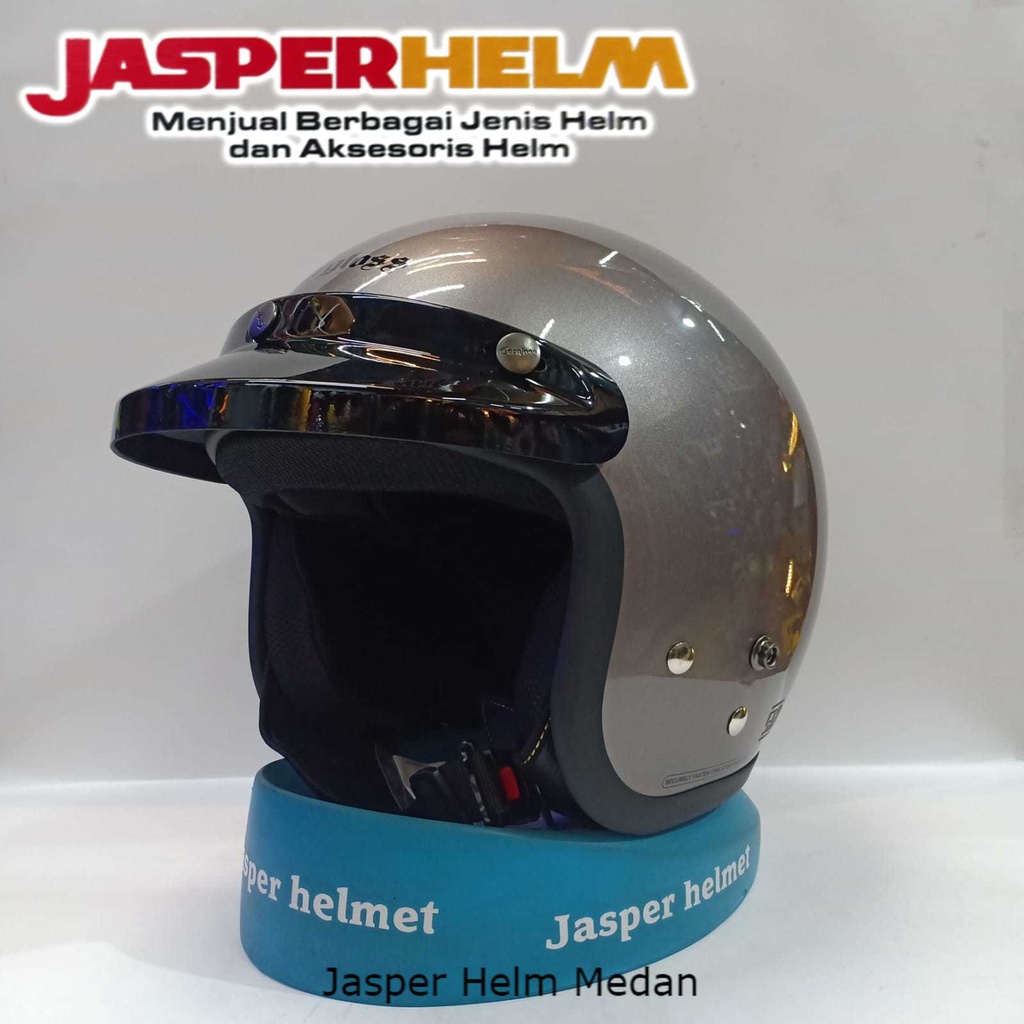 JASPER HELM MEDAN - HELM CHARGLOSS RETRO PET GUN METALIC