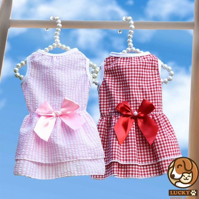 Baju Dress Anjing Kucing Model Pita Betina Cewek Lucu Besar Kecil