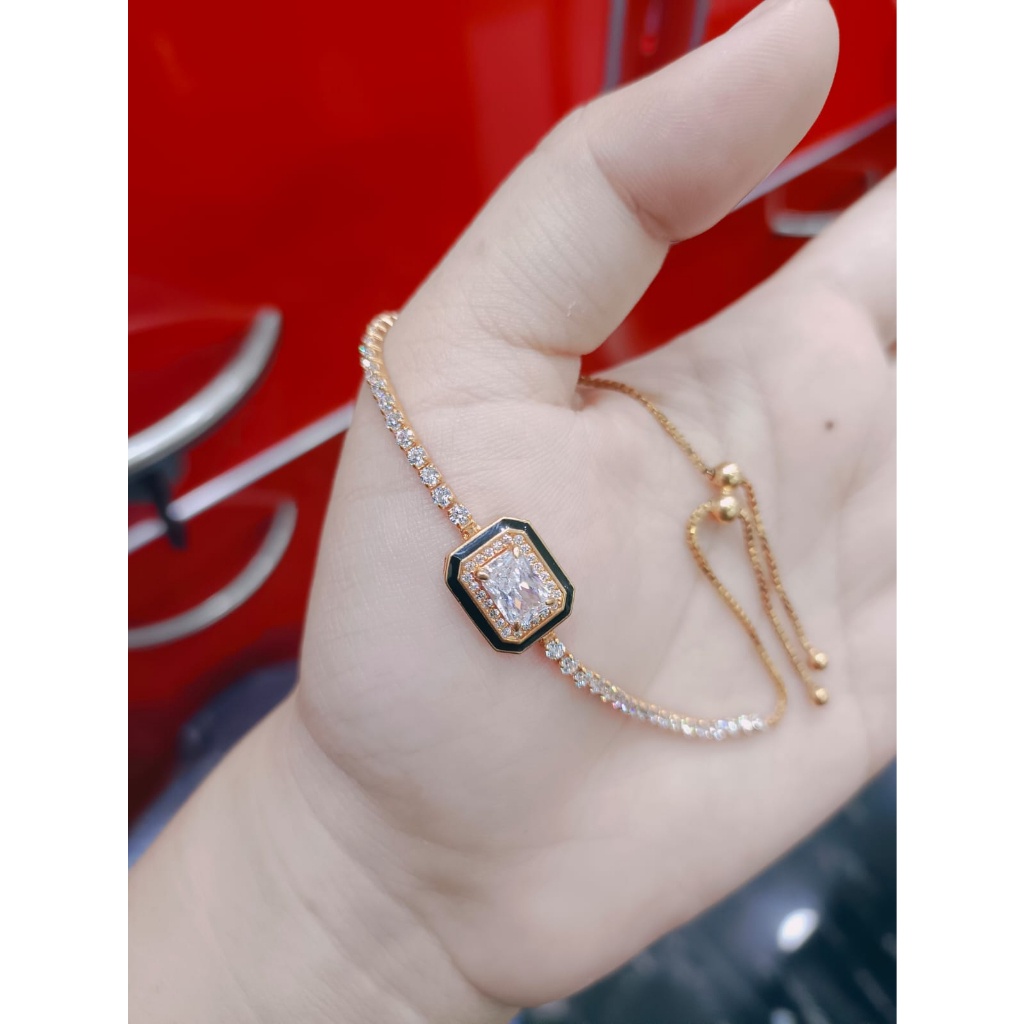 gelang serut model square emas asli