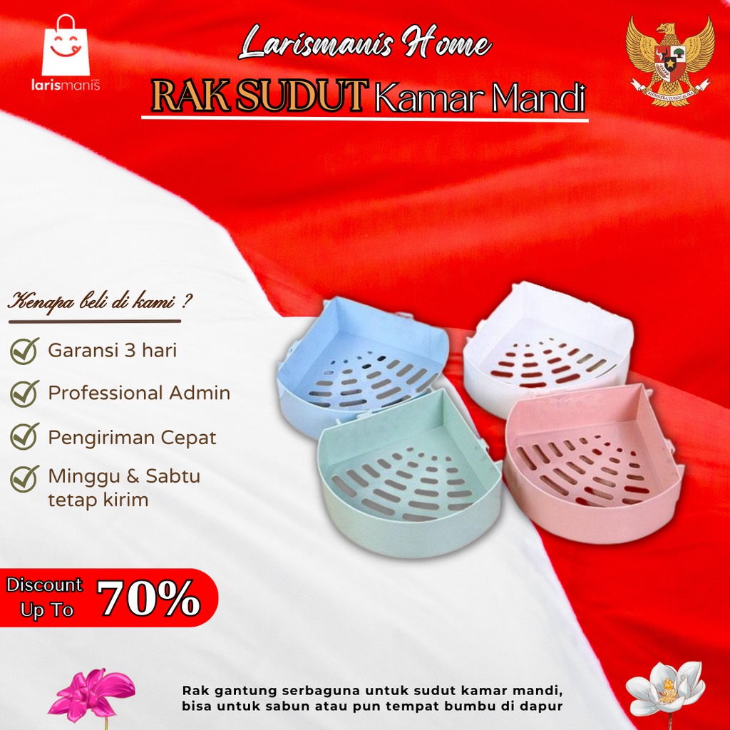 RAK SUDUT PLASTIK TEMPEL / PLASTIK RAK SUDUT KAMAR MANDI TEMPEL/ RAK TEMPEL SUDUT KAMAR MANDI SERBAG