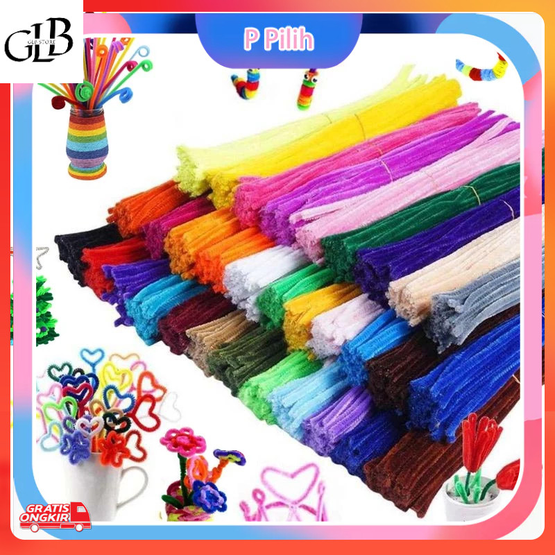 Kerajinan UMKM / grosir 100Pcs/30Cm  Kawat Bulu Mercy Pastel Mix  Kawat Bulu Mainan Anak Craft Diy K