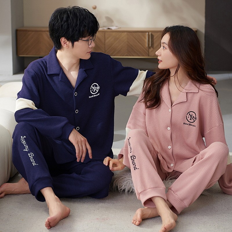 Autumn Spring Couple Pyjamas Cotton Pj Men Pajamas Set Women Sleepwear Pajama Sets Pijamas Mujer Gir