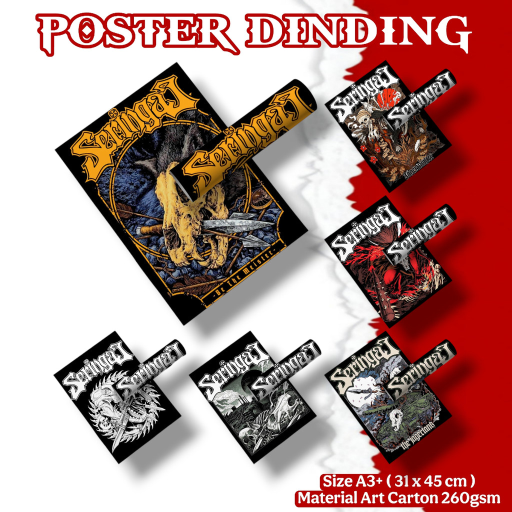 merah merch poster art carton 260gsm band seringai poster dinding band metal rock indonesia