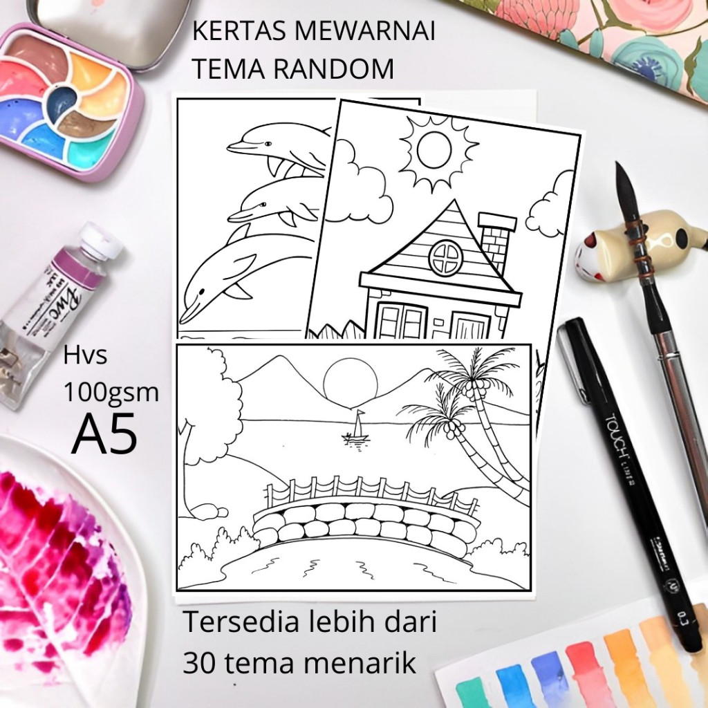 

30 Gambar Kertas mewarnai anak / Coloring / Sketa Tema Randomclaraa aurel