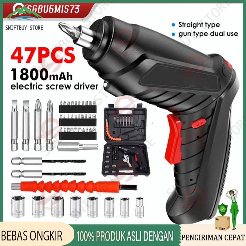 48pcs Mesin Bor Obeng Baterai Cordless Folding Li-ion Cordless Drill Set - Toolbox Set - Cordless - 