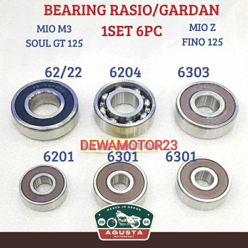 BEARING LAHER RASIO GARDAN 1 SET MIO M3 125 MIO SOUL GT 125 FINO F1 125 EXRIDE  FI 125 HIGH
