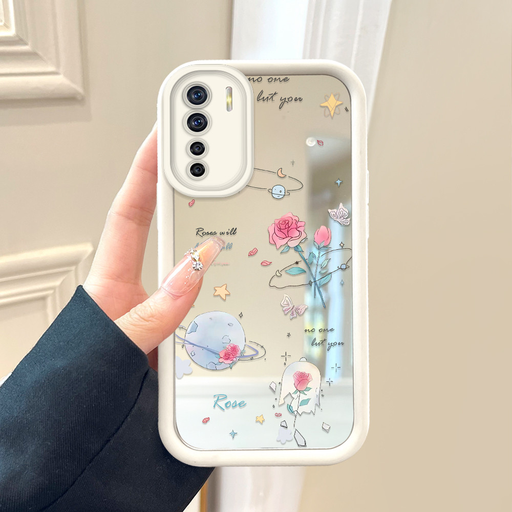 Casing Hp Untuk OPPO Reno 3 A91 Phone Case Cesing Soft Cover Rose Flower 8104 Mode Mirror Kesing JZ 