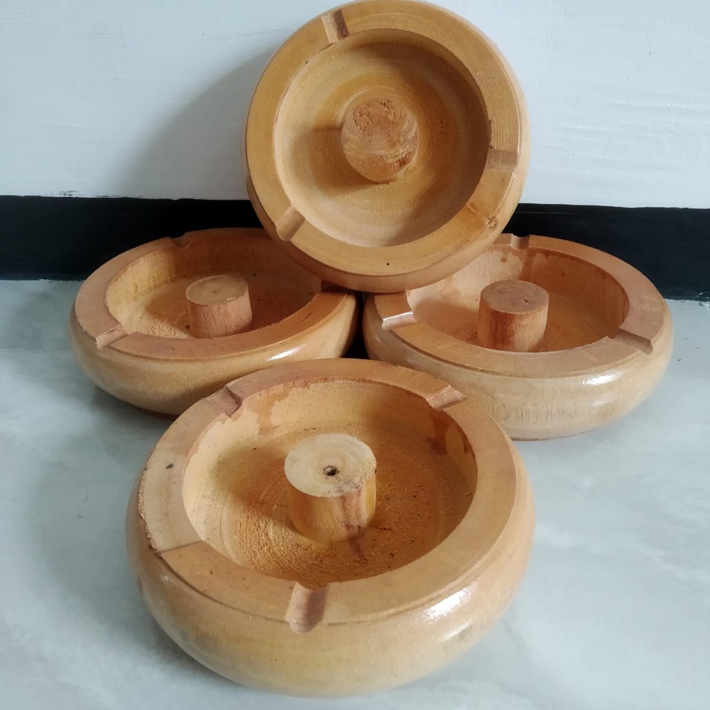 Asbak Kayu Mahoni Polos Warna Natural