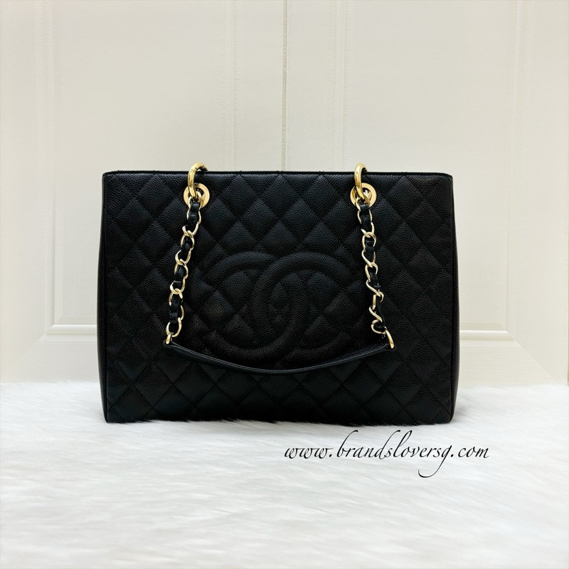 (Pre-loved) Chanel Grand Shopping Tote GST in Black Caviar GHW