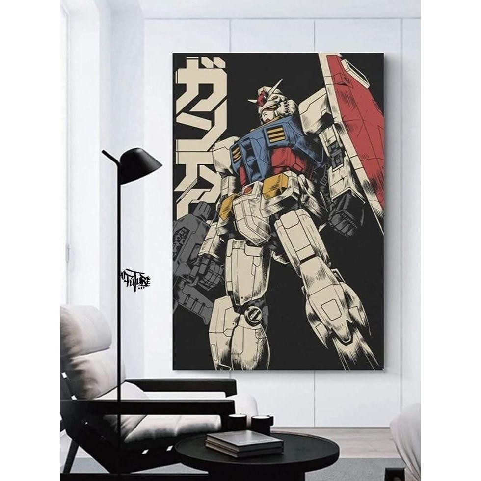 Lukisan Anime Gundam Kanvas Hiasan Dinding Aesthetic Plus Bingkai - Future Art Painting