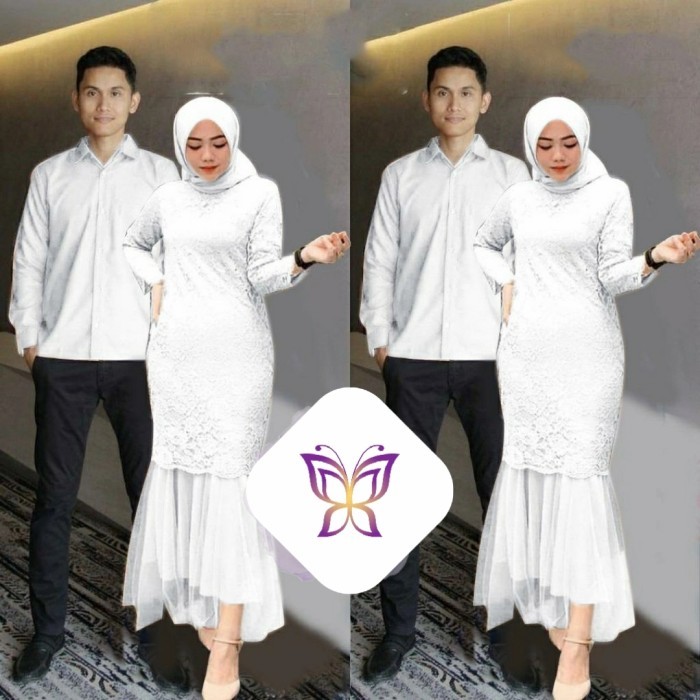 couple selyana putih Baju pasangan brukat gamis duyung murah celm at