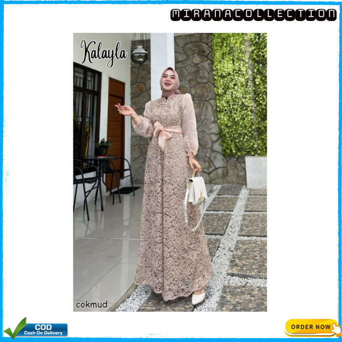 Gamis Kekinian Keren Murah Dress Cantik /GAMIS PESTA KALAYLA ORGANZA DRESS WANITA MUSLIMAH KALAYLA B