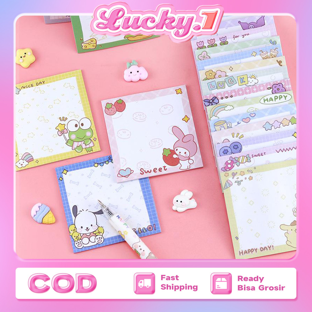 

3 in 1 Lucu Character Sticky Note Kertas tempel /Pastel Color Memo Penanda buku premium Kertas Lengket /Kartun Karakter Pesan Tempel