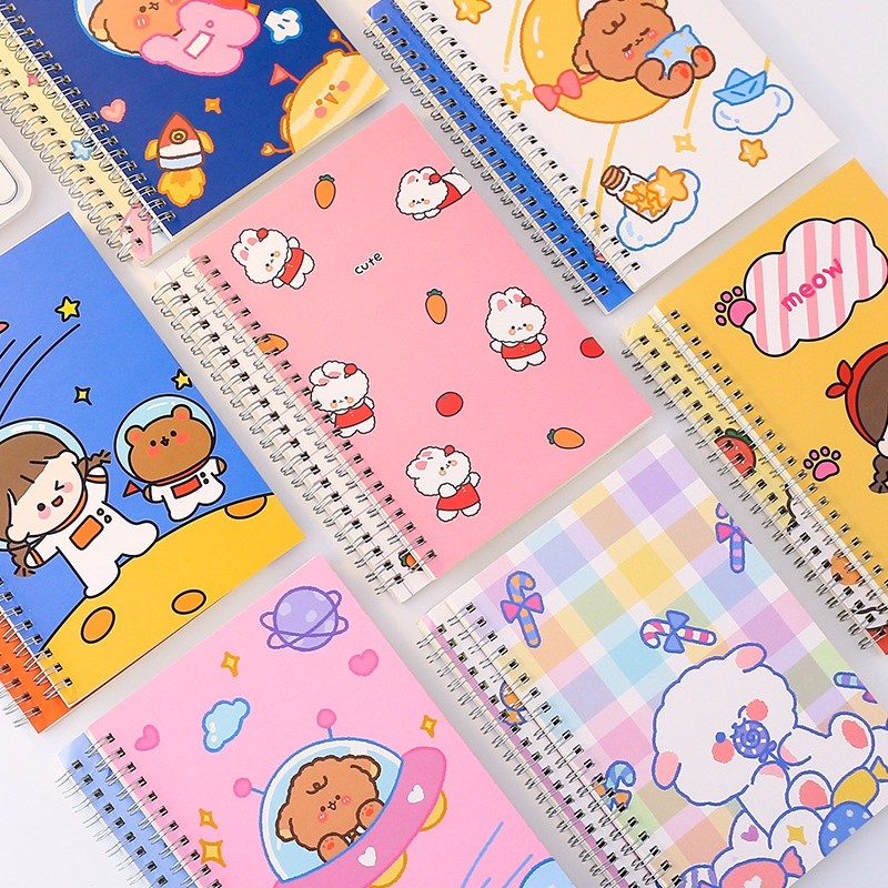 

I* Notebook A5 Buku Catatan Isi 60 Lembar Buku Diary Aesthetic Motif Kartun Gaya Retro Buku Tulis Garis A5 Spiral Murah