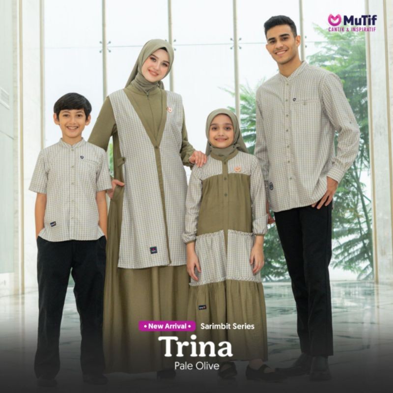 Mutif Sarimbit Series Trina Pale Olive | Sarimbit Mutif Lebaran 2025 | Gamis Mutif Terbaru Trina | G