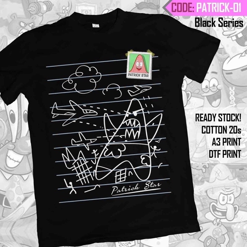 Baju Kaos Tanda Tangan Patrick 24s Tshirt Premium