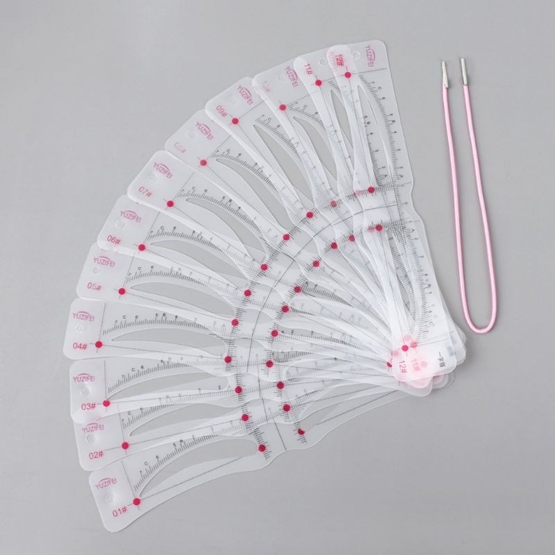 cetakan alis isi 12Pcs / Kartu Cetakan Alis Aneka Bentuk Untuk Makeup Wanita Cetakan Alis Tali Cetak