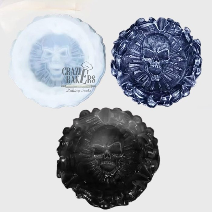 Cetakan Silikon  Resin  Mold Skull Ashtray - Asbak Tengkorak