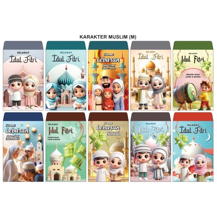 

AMPAU / amplop lebaran kartun MUSLIM medium 11x7cm 100 LEMBAR
