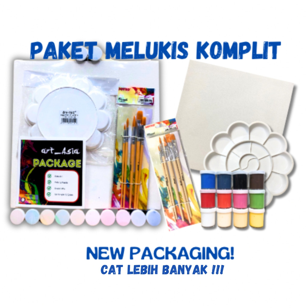 

Paket Melukis Lengkap Set 4 in 1 All Varian ( 20x20, 20x30, 30x30, 30x40 ) Set Kanvas Kuas Palet & Cat Acrylic Lebih banyak 12 ML- Set ART ASIA