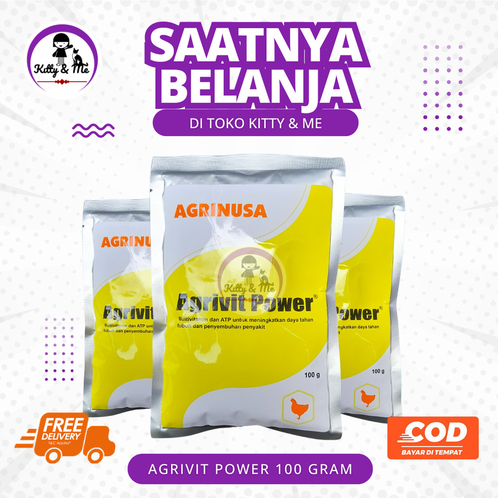 AGRIVIT POWER 100 GRAM - Multivitamin dan ATP Untuk Antibodi Ayam Sapi Kambing Babi