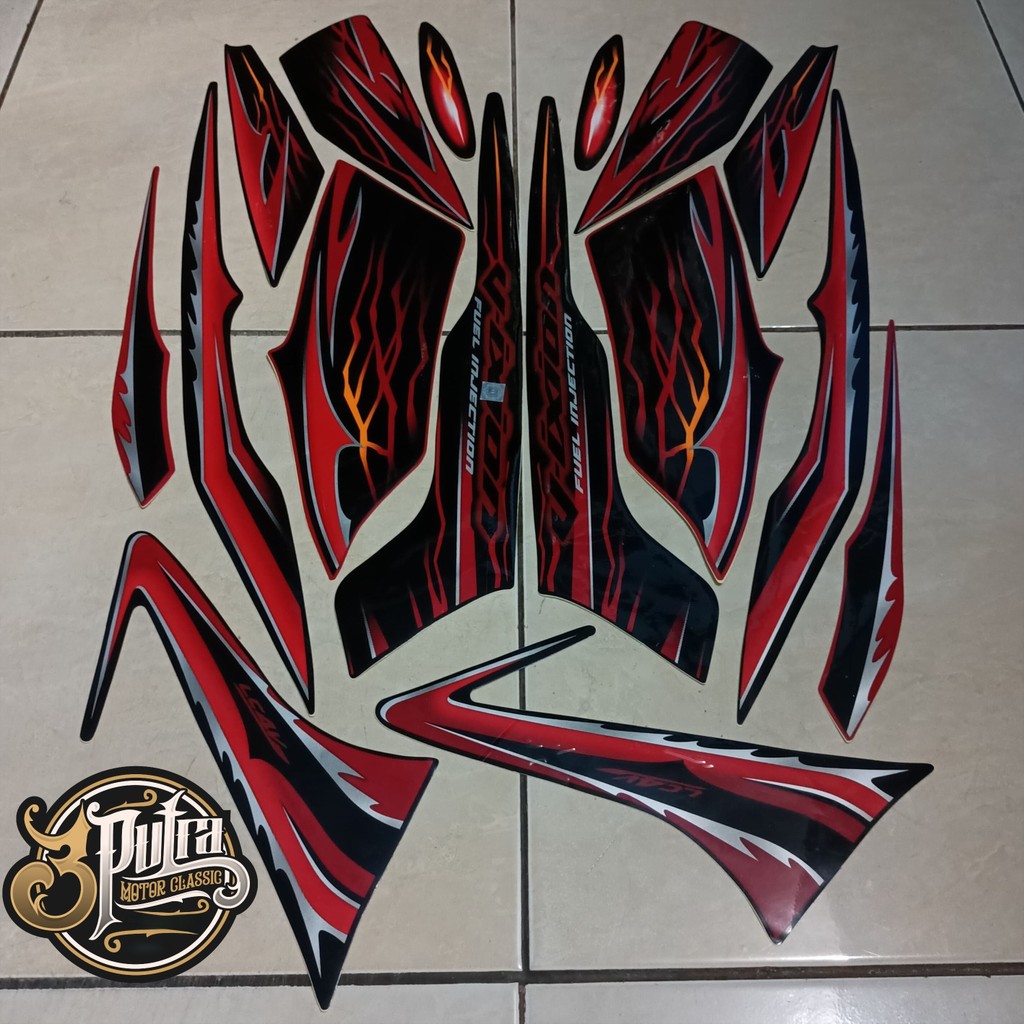 stiker striping yamaha vixion 2010 old merah hitam lis body standar berkualitas original
