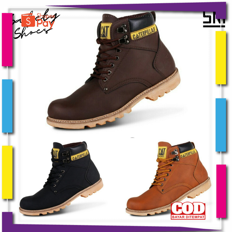 [PREMIUM ORIGINAL] Sepatu Safety Proyek Caterpillar Ujung Besi Septy Shoes Boot - Sepatu Septi Kerja