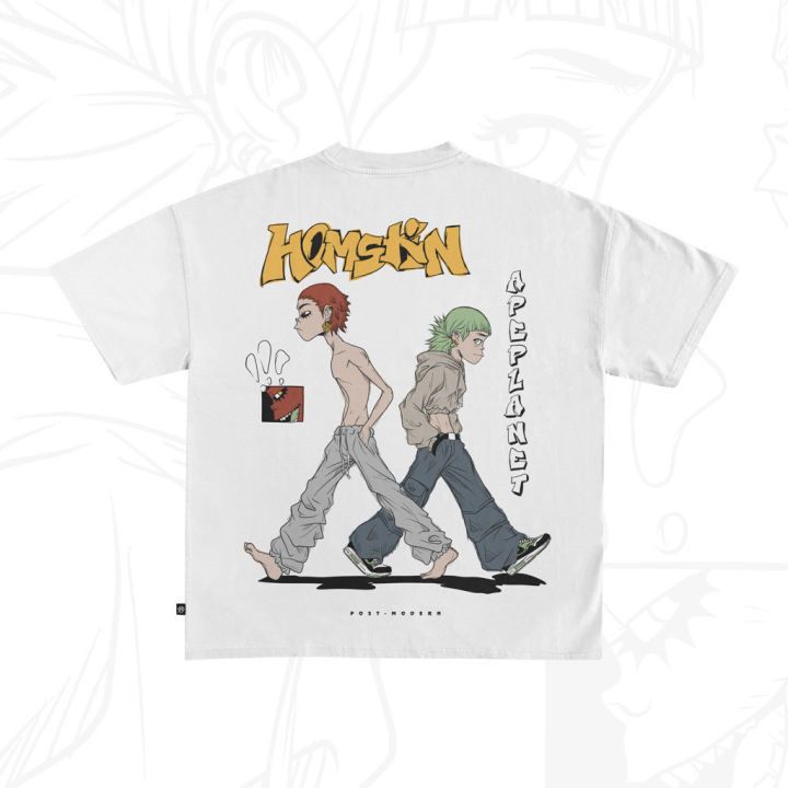 【COD】 T-Shirt Kaos Pria Homskin Longgar Unisex Pria dan Wanita Oversized Model