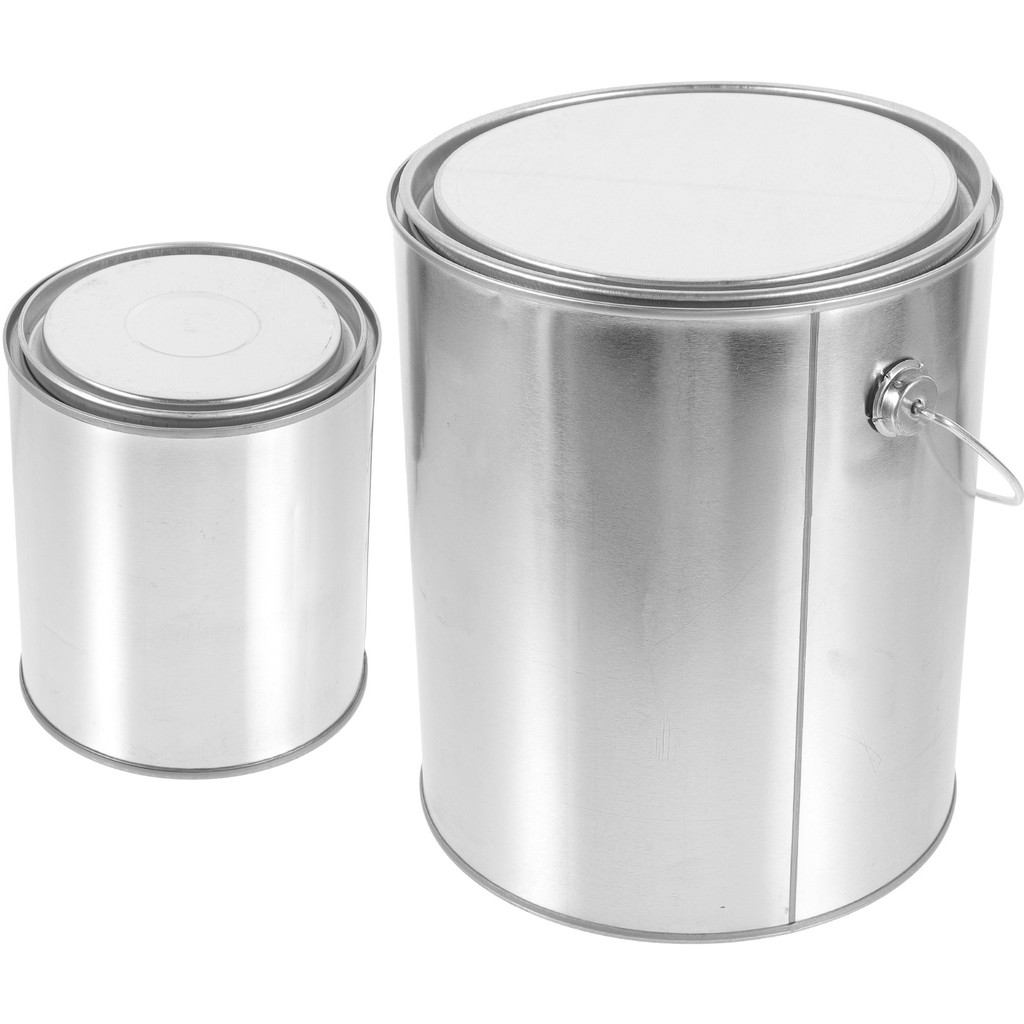 

2 Pcs Paint Cans Conure Food Airtight Cereal Containers Empty Handle Oil Pigment Asphalt Tank Painting