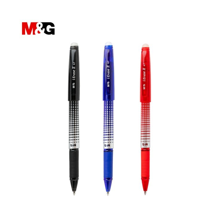 Pulpen Erasable Gel Pen M&G AKP61173 Eraser II Pulpen Bisa dihapus Tip 0.7 mm Tinta Hitam & Biru Era