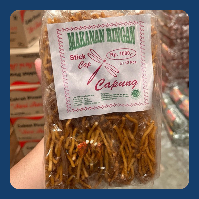 

Kerupuk Stick Capung Cemilan Pedas Asin 1 Pack isi 12 Pcs Murah