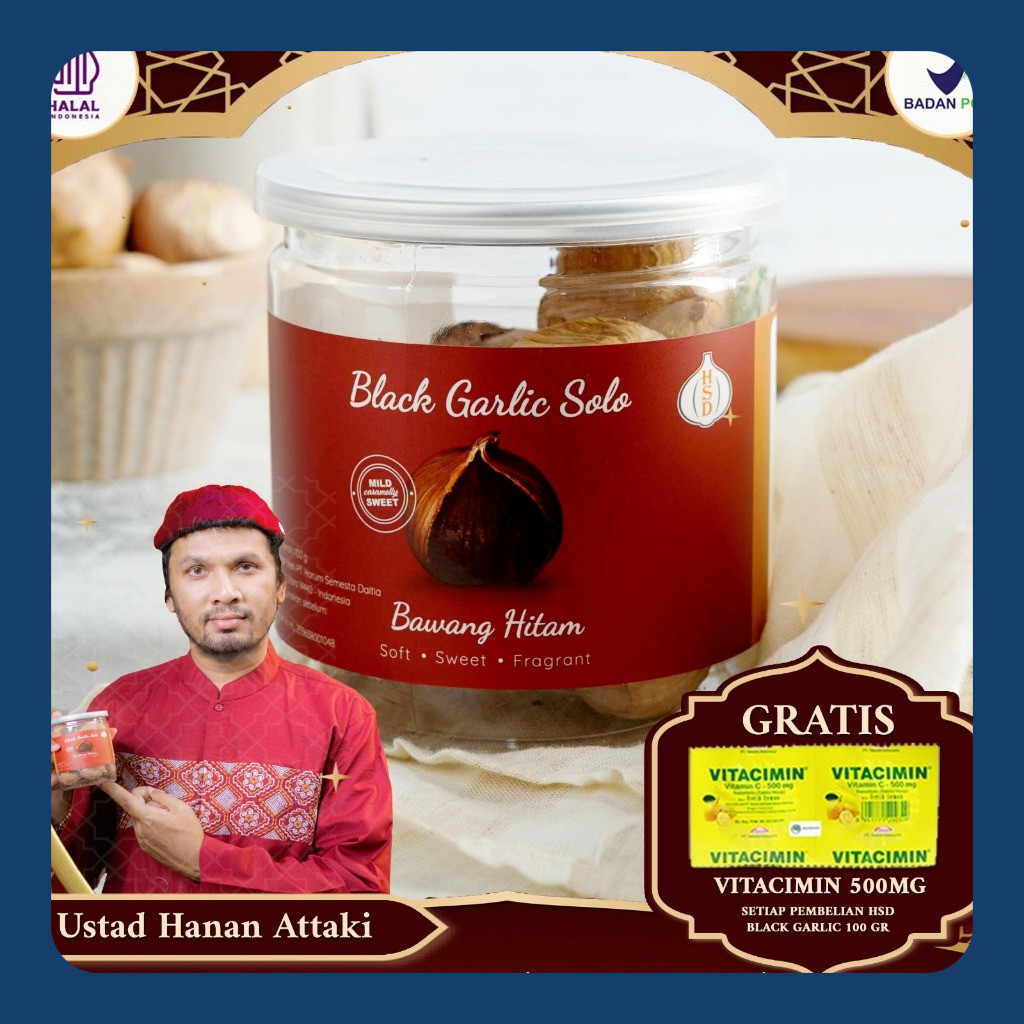 

HSD Black Garlic Solo ( Bawang Hitam Tunggal) 100 Gr Size 3Cm