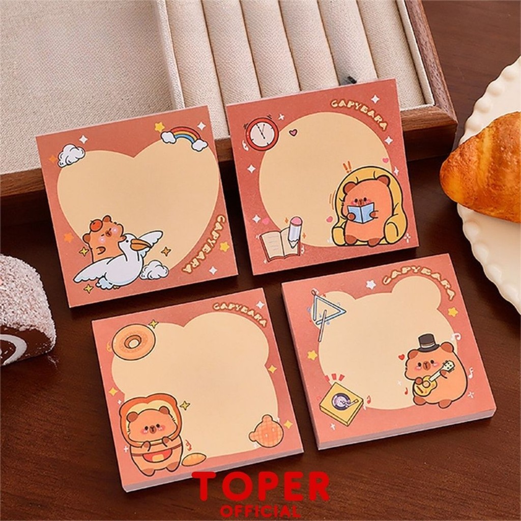 

TOPER Sticky Notes Capybara Isi 50 Lembar Motif Random Stick Note Catatan Kertas Tempel Lucu Memo