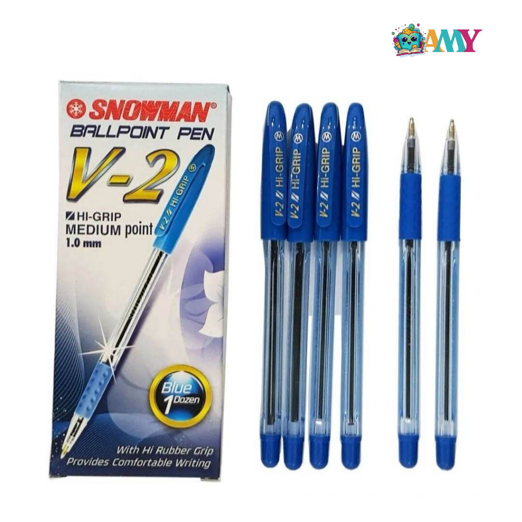 

(1PAK ISI 12PCS) SNOWMAN BALLPOINT V-2 BIRU AMY STASIONARY