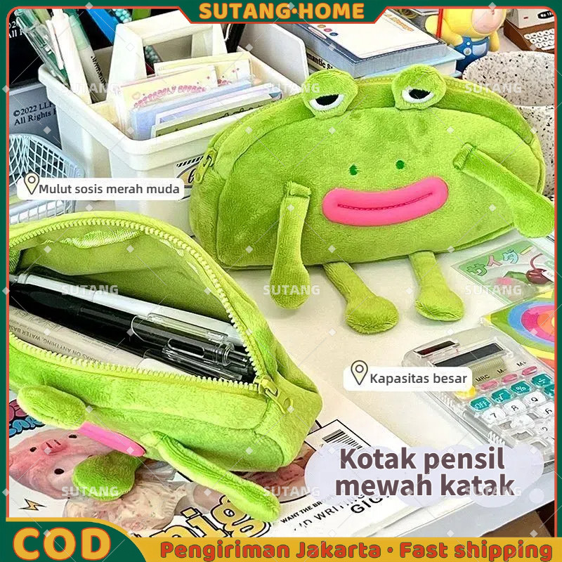 

【SUTANG】Tas Pensil Mewah Kotak Pena Mulut Sosis Tas Pensil Hijau Tas Pensil Pelajar Tas Pensil Lucu Cherry Cake Pencil Case
