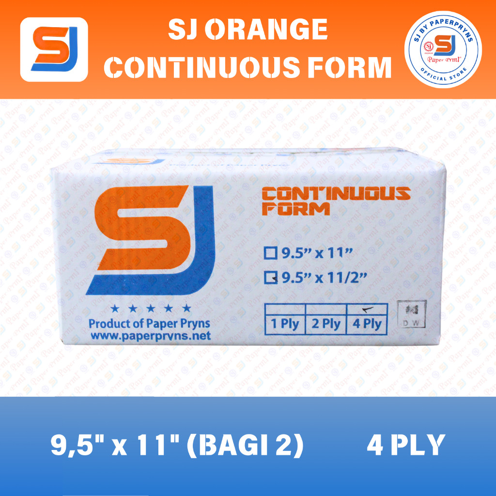 

SJ ORANGE Continuous Form 9,5" × 11/2" (BAGI 2) - 4 PLY - NCR Sheets