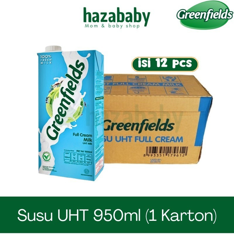 

Greenfields Susu UHT Full Cream 950ML ( 1 Dus isi 12PCS )