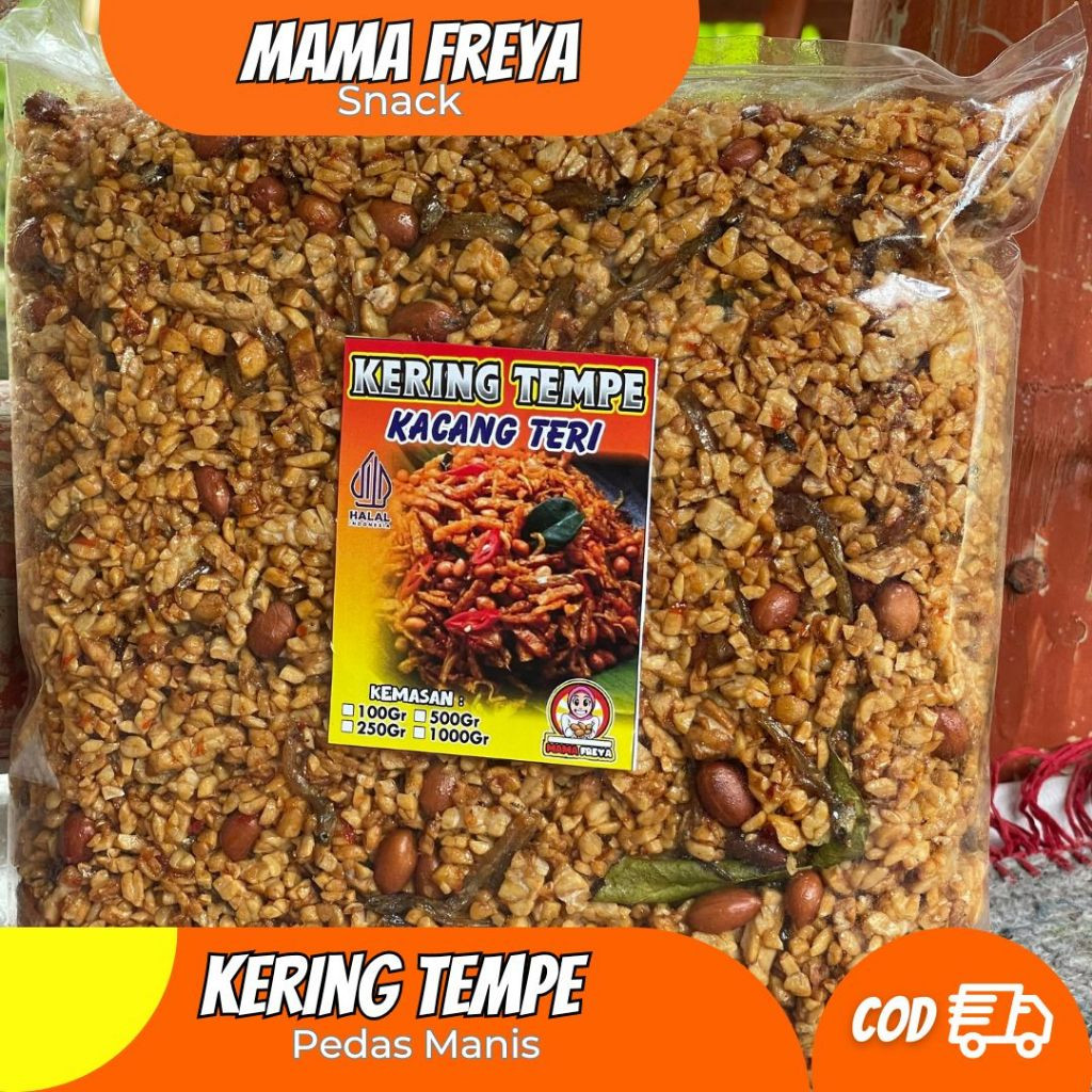 

Kering Tempe Kacang Teri Manis Pedas 500gr Non-MSG