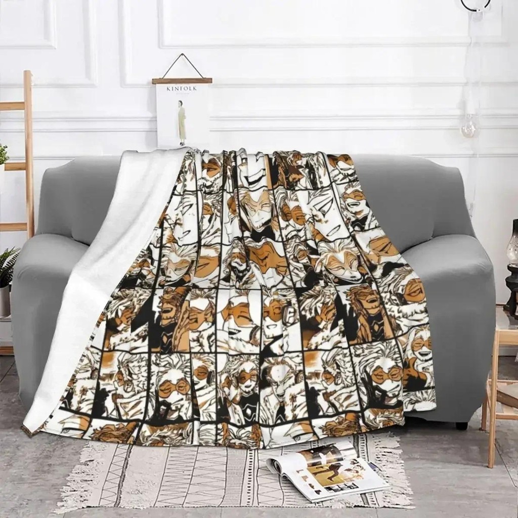 My Hero Academia Plaid Manga Hawk Spring Manga Blanket Fleece Decoration Bakugo Throw Blankets for B