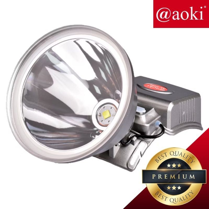 SENTER KEPALA JUMBO 500 WATT 9600MAH AK-H500 AOKI Senter Kepala Proyek Professional Premium Metallic