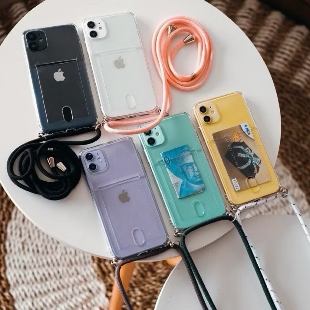 LANYARD SLING CLEAR CARD SLOT WALLET CASE OPPO A17 A17K A78 A77S A57 4G A15 A15S A16 A16E A16K A16S 