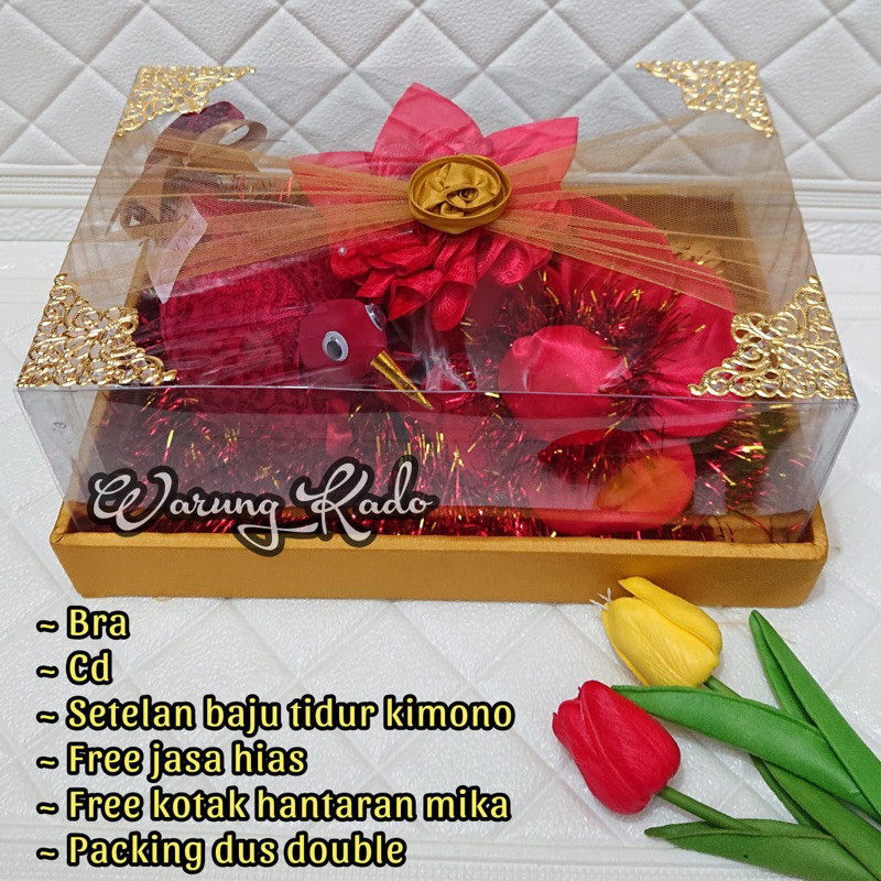 PAKET HANTARAN SESERAHAN NIKAH BAJU TIDUR KIMONO DAN BRA SET CD | PARCEL KADO MAHAR LAMARAN