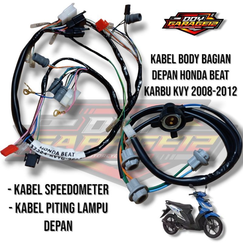 Kabel Body Bagian Depan Honda Beat Karbu KVY 2008-2012 Kabel Spidometer+Piting Lampu Depan Set Beat 