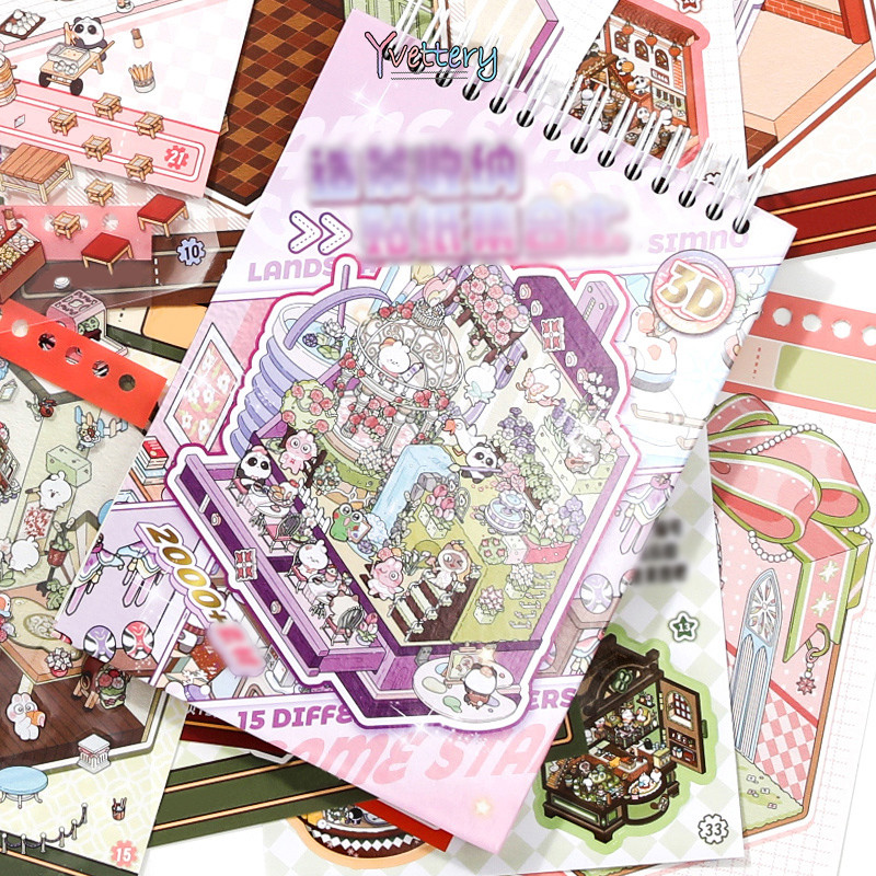 

❤️COD Meow Meow Shop 3D Koleksi Stiker Miniatur Pemandangan Stiker Tahan Air Kartun-Yy