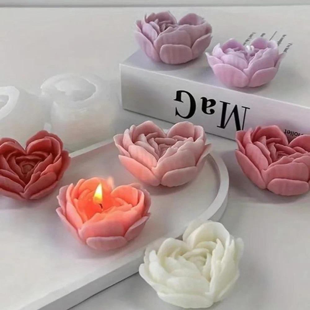 

Scented Candles, Heart Shaped Rose Candles Silicone Molds for Making Candles, Resins, Handmade Wax Soaps, Home Décor Crafts