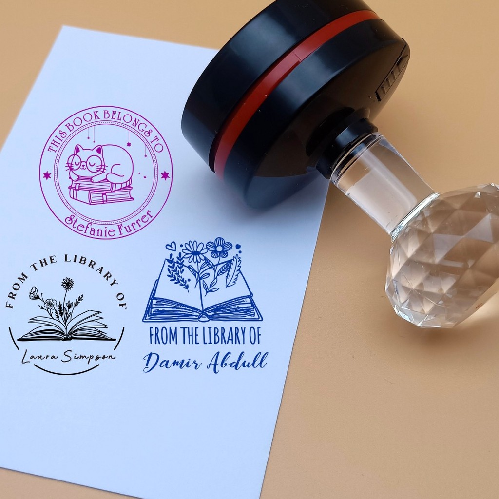 

Custom Book Stamp Personalized Custom Name Stamp Self Inking From the Library Of , This Book Belongs To, Back to School