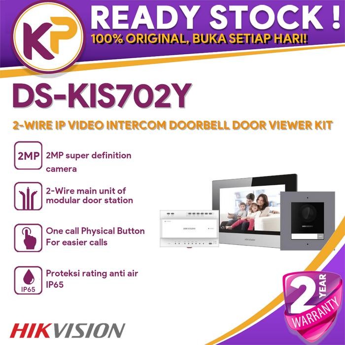 

HIKVISION DS-KIS702Y 2WIRE IP VIDEO INTERCOM DOORBELL DOOR VIEWER KIT