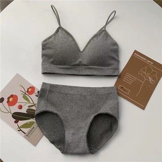 CUCI GUDANG BR668 Bra Set Wanita Pakaian Dalam Wanita Bra dan Celana Dalam Sport Wanita Motif Polos