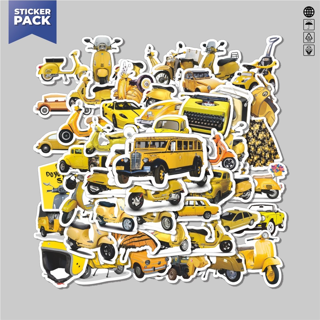 

[100PCS]Stiker Pack Stiker Mobil Motor Vespa Kuning Aesthetic Vinyl Anti Air Dekorasi Sticker Laptop Buku Journal Koper Helm Casing HP Gitar Helm Skateboard